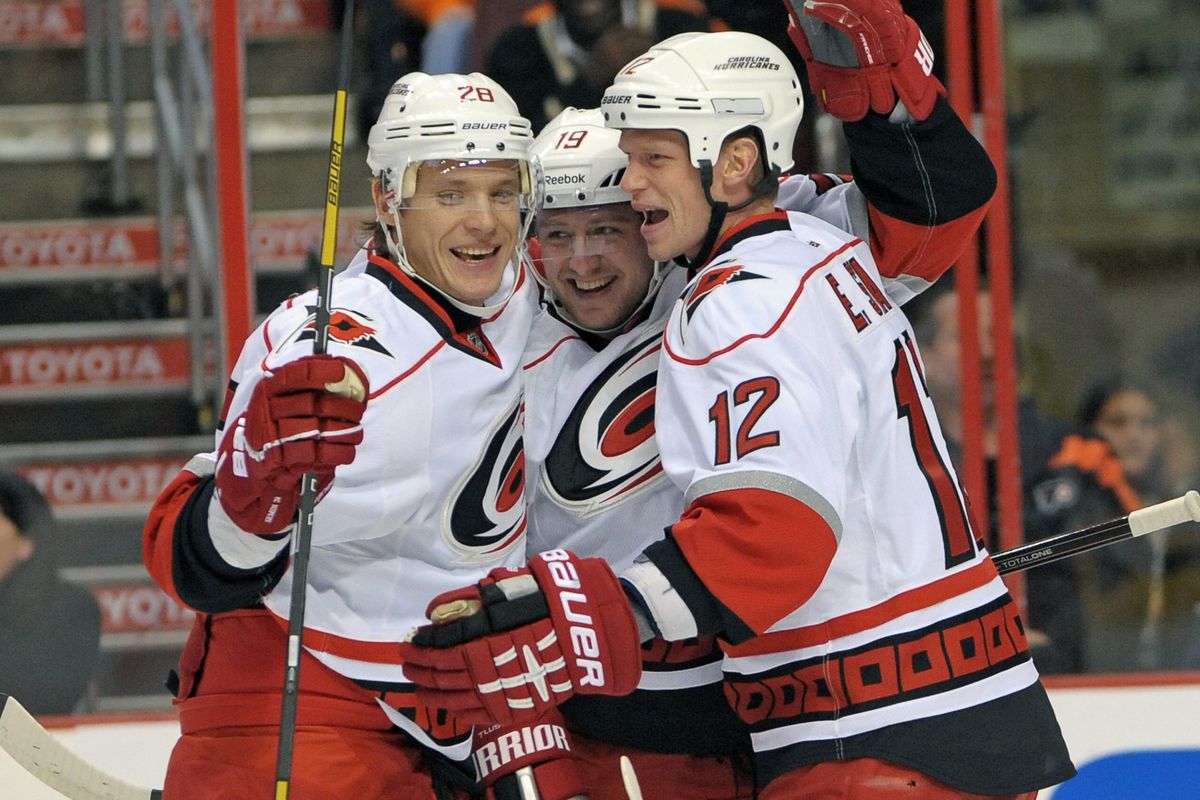 The Hurricanes top line of Semin, Tlusty and EStaal have been hugging a lot this week as they led the team's push to the top of the Southeast standings.
