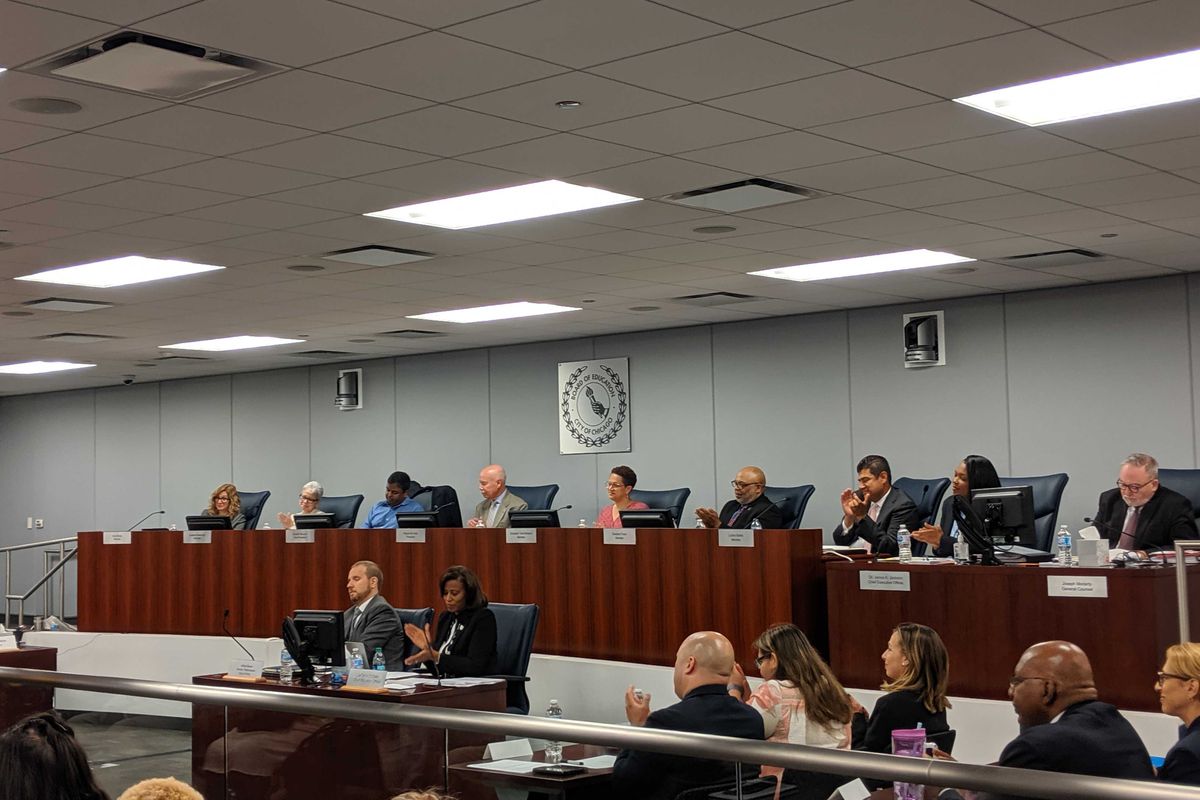 Chicago's new school board presides over its first meeting on June 26, 2019.