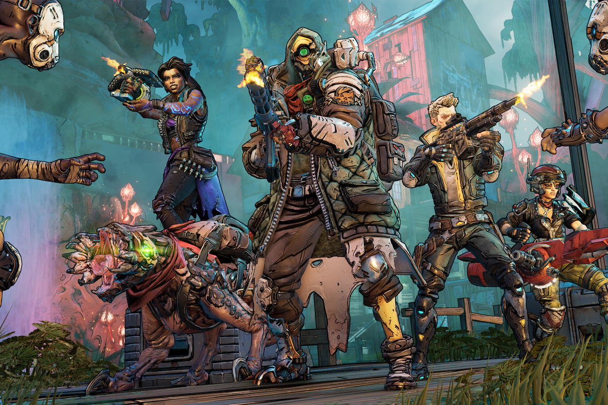 the four vault hunters in Borderlands 3 line up, showing off their powers