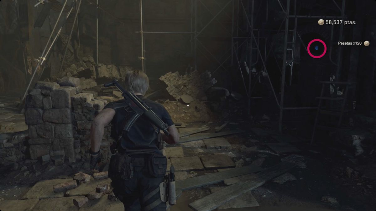 Resident Evil 4&nbsp;remake&nbsp;Cliffside Ruins Blue Medallion 1 of 5 location.