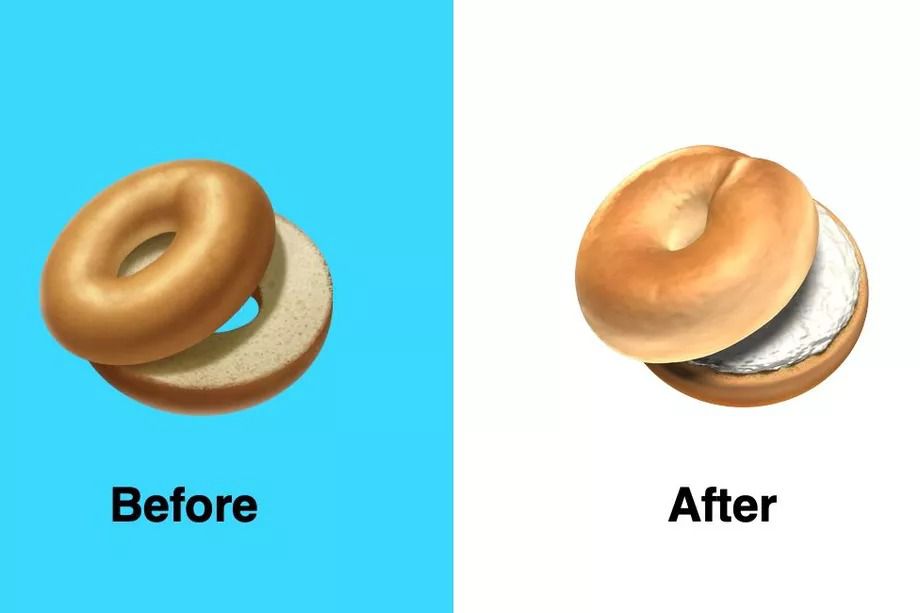 the old and new bagel emoji