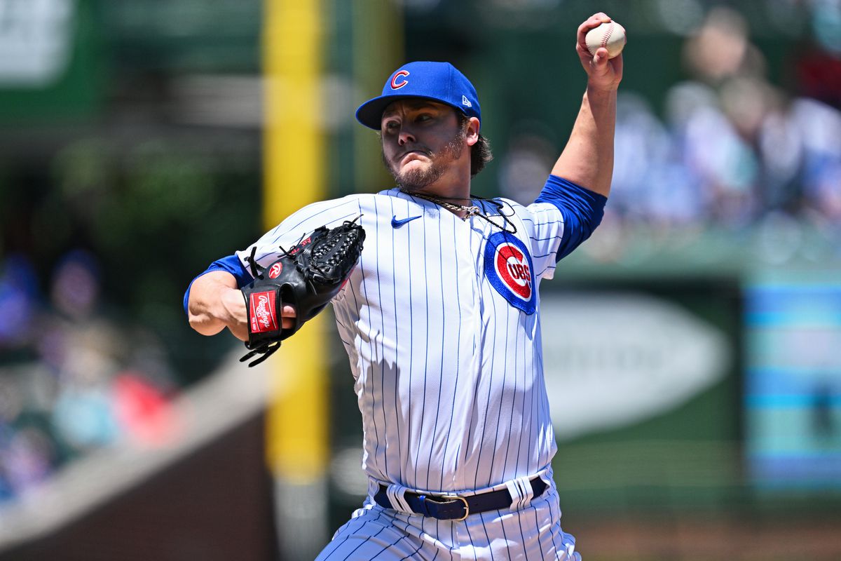 Justin Steele of the Chicago Cubs pitches against the Cincinnati Reds at Wrigley Field on May 26, 2023 in Chicago, Illinois.