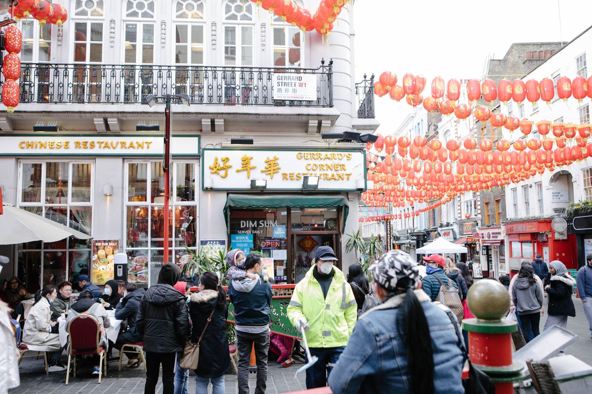 Cafes and restaurants in Gerrard Street in Chinatown are open for outdoor dining