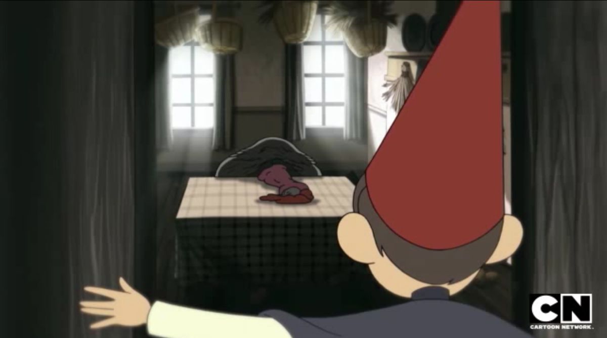 Over the Garden Wall Episode 2 - Wirt looking at a turkey resting its head