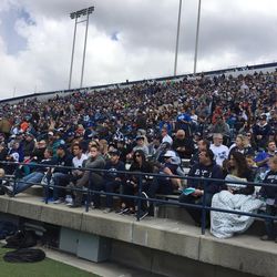 Fans fill the stands at LaVell Edwards Stadium during BYU's scrimmage on Saturday