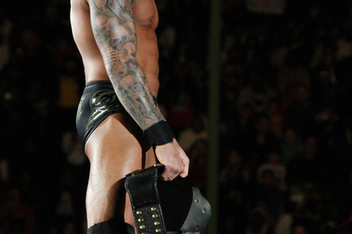 DURBAN, SOUTH AFRICA - JULY 08:  World Heavyweight Champion Randy Orton during the WWE Smackdown Live Tour at Westridge Park Tennis Stadium on July 08, 2011 in Durban, South Africa.  (Photo by Steve Haag/Gallo Images/Getty Images)