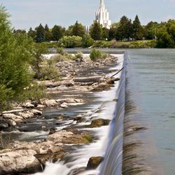 The Idaho Falls Temple on the Snake River was dedicated in September 1945 by President George Albert Smith and became the LDS Church's eighth temple. It is one of the four temples that is a four-hour drive from Stacie Duce's ward.
