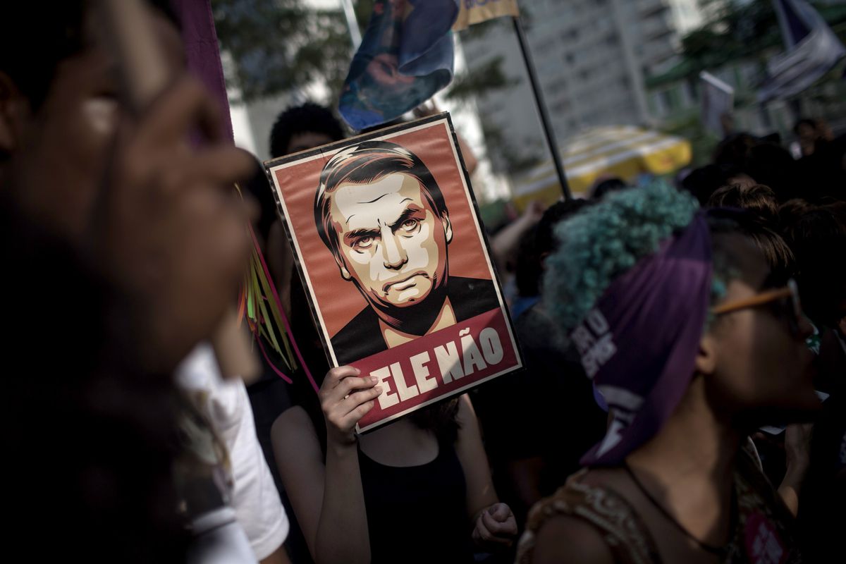 Protestors Rally Against Brazilian Presidential Candidate Jair Bolsonaro