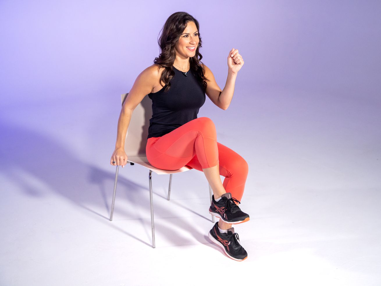 Marching in place can help with circulation after a long day of sitting and is part of health and fitness expert Stephanie Mansour’s cubicle crunch workout.