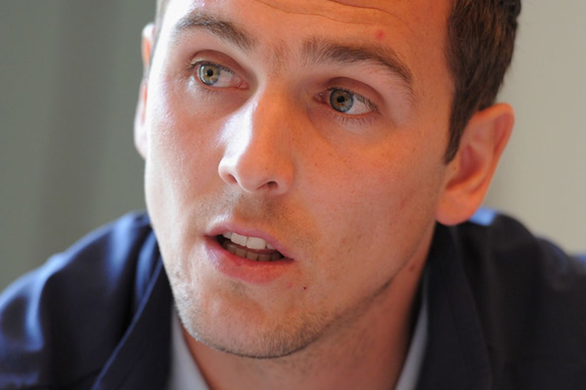 ST ALBANS, ENGLAND - MAY 31: Stewart Downing speaks to the media during the England press conference at the Grove Hotel on May 31, 2011 in Watford, England.  (Photo by Michael Regan/Getty Images)