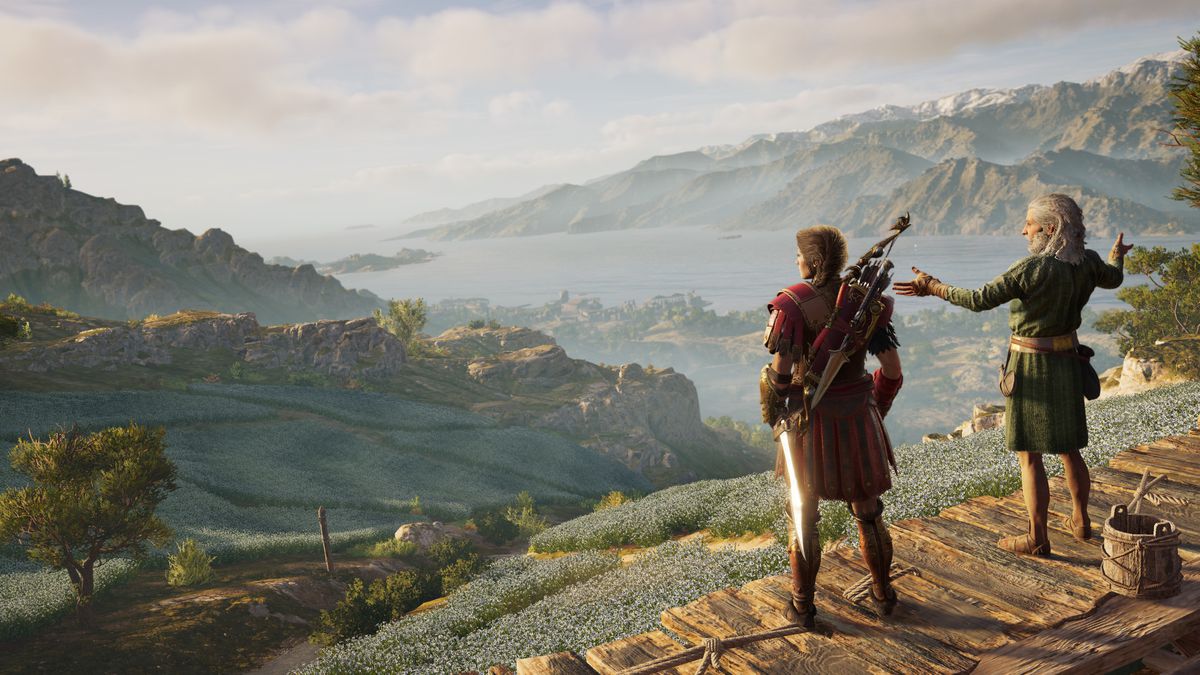 Assassin’s Creed Odyssey - Kassandra surveys a Greek vista