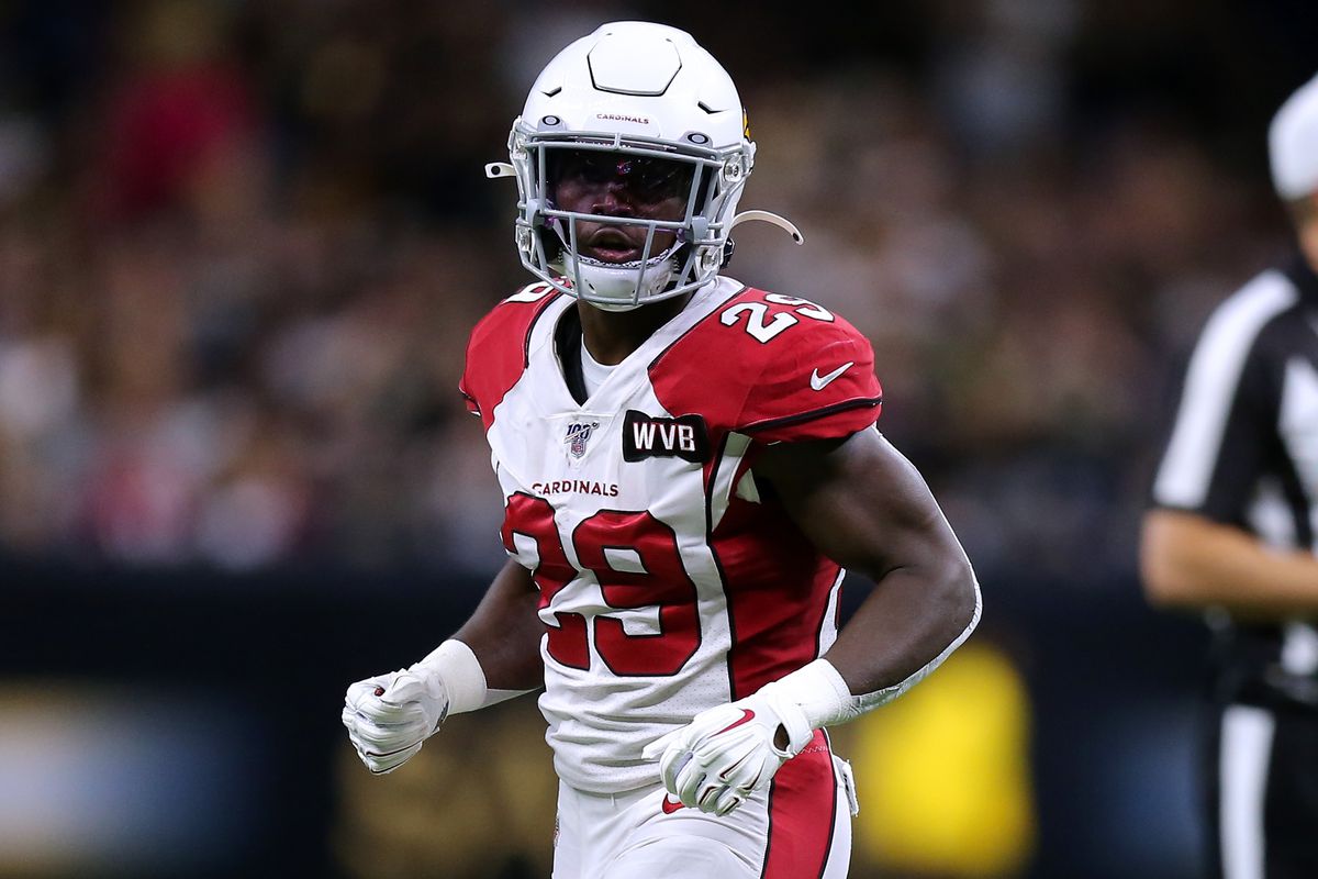 Chase Edmonds #29 of the Arizona Cardinals in action during a game against the New Orleans Saints at the Mercedes Benz Superdome on October 27, 2019 in New Orleans, Louisiana.