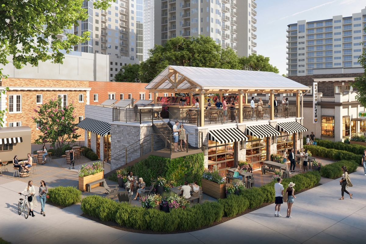12 &amp; Everything Rendering in Midtown Atlanta which will be home to Skate Escape skate shop, PMA Coffee, Das Barbecue, and Cherry Street Energy.