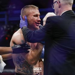 Justin Gaethje gets checked on at UFC 218.