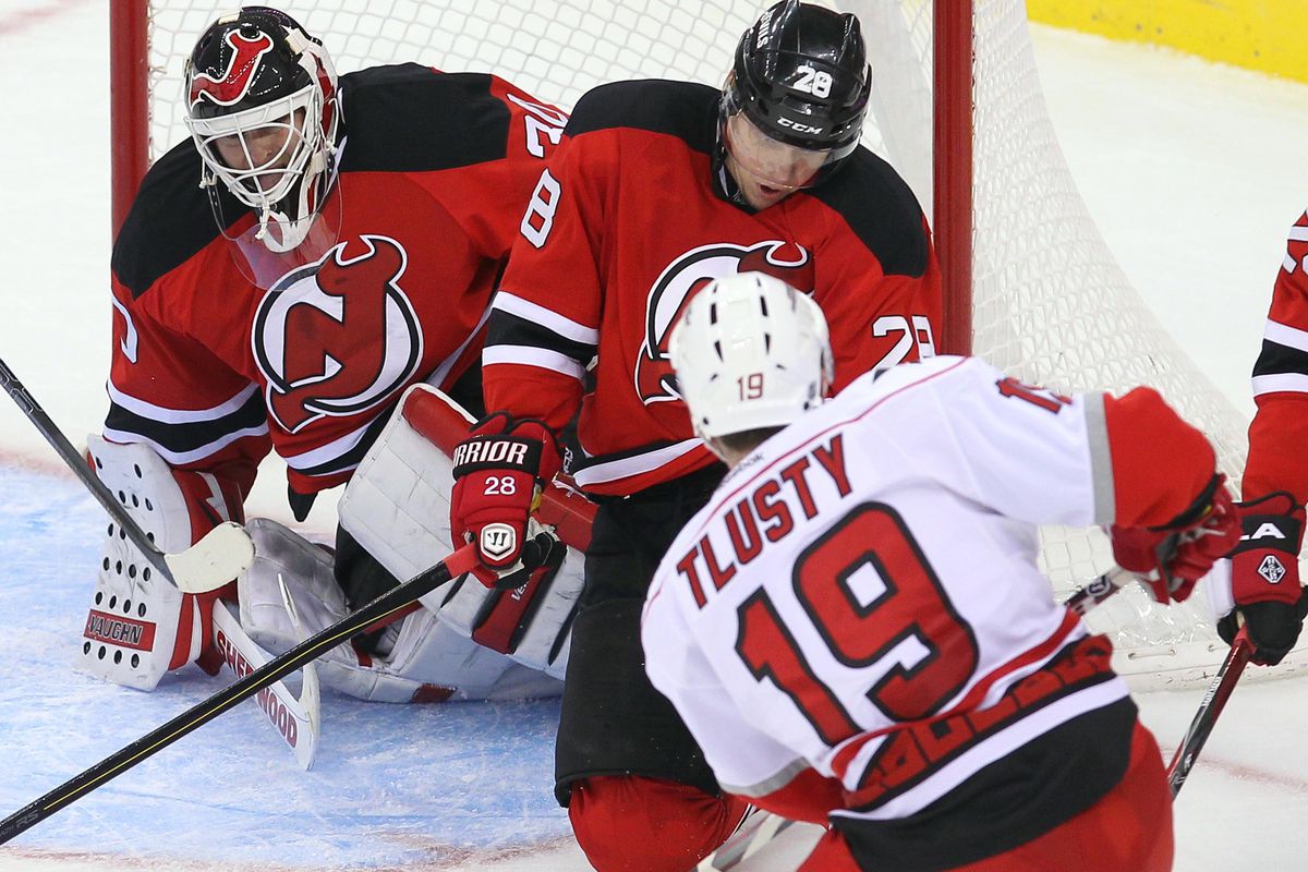 Jiri Tlusty nets the game winner against the Devils.  Tlusty was recently named the NHL's third star of the week.