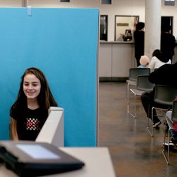 Jessica Swensen has her photograph taken for her driver's license at the driver license division in West Valley City on Wednesday, Jan. 30, 2019.