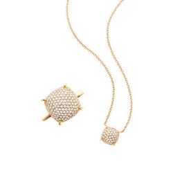 Paloma's Sugar Stacks ring and pendant in 18 karat gold with diamonds, $5,500 and $2,400
