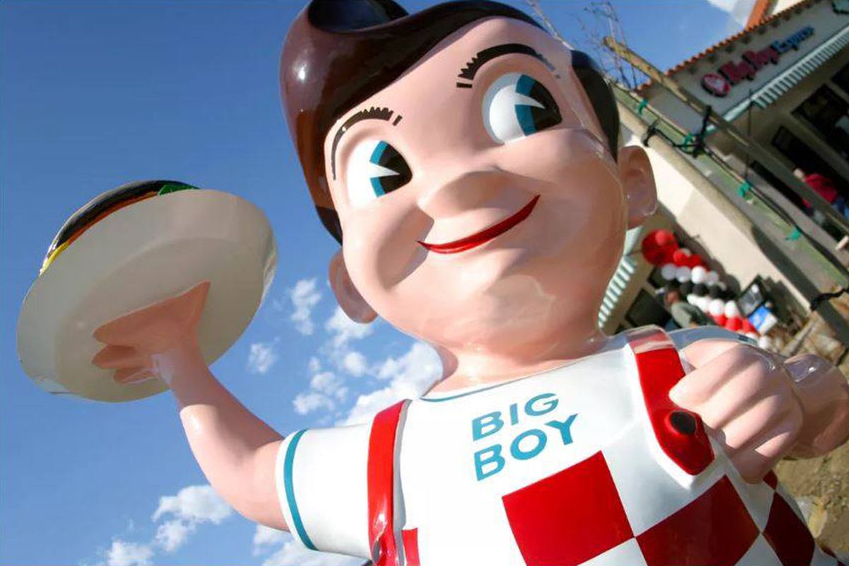 One of the famous Bob’s Big Boy mascot statues, outside a California coffee shop.