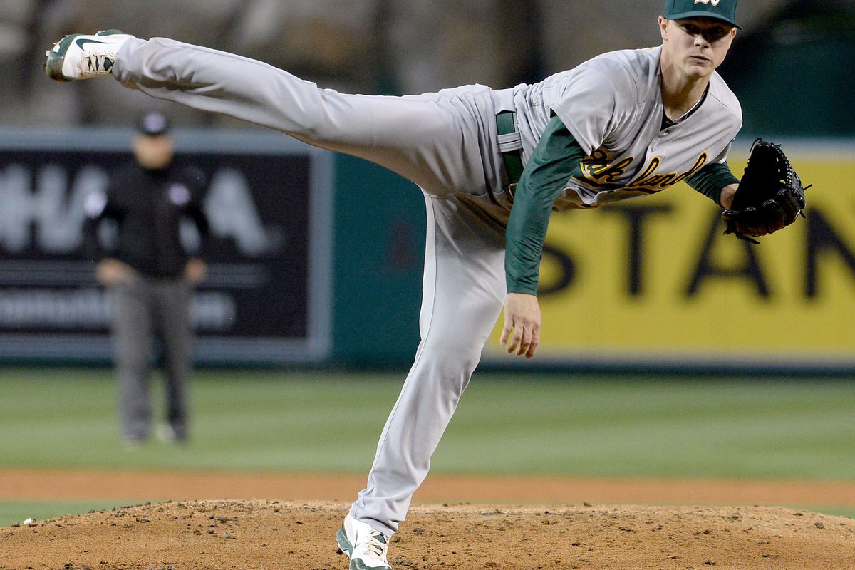 Oakland starting pitcher Sonny Gray attempts a high roundhouse kick in preparation for entering the Kumite. 
