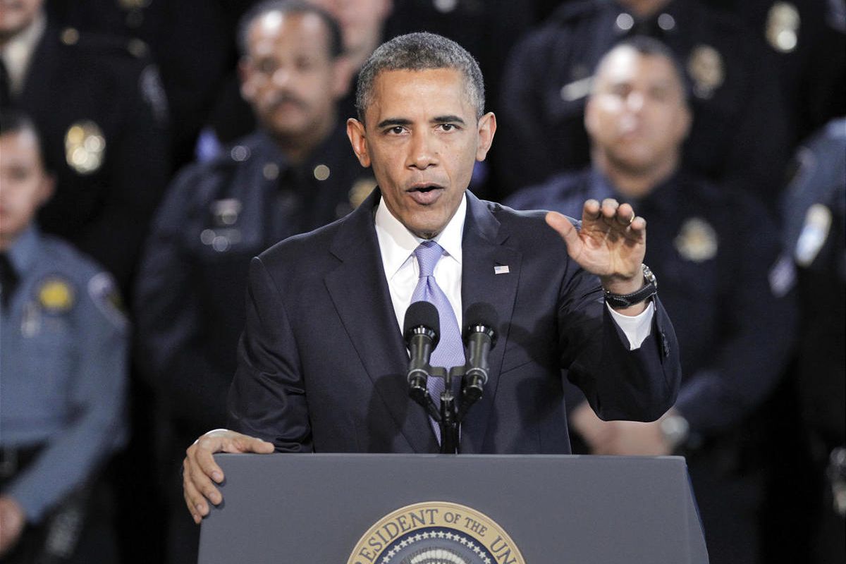President Barack Obama speaks about gun control at the Denver Police Academy on Wednesday, April 3, 2013. 