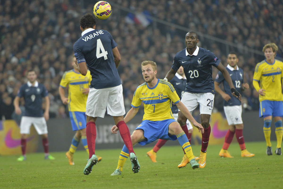 Larsson in action against France.