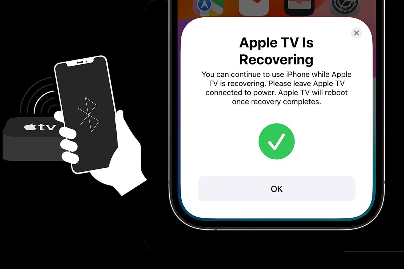 A screenshot of the new ability to restore an Apple TV using an iPhone.