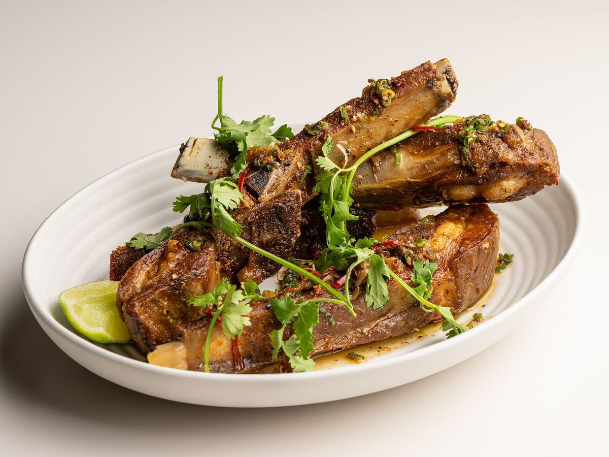 A plate of Chinese-style ribs.