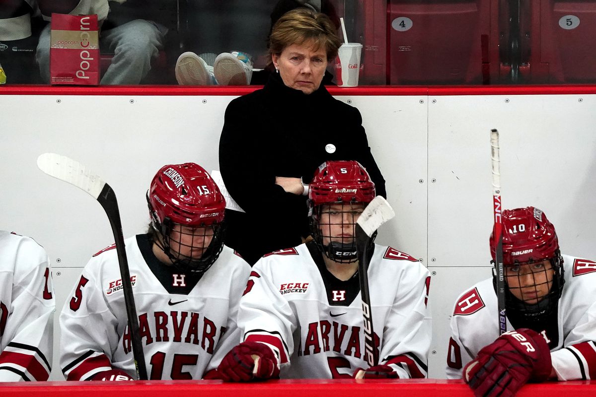 Harvard Crimson head coach Katey Stone...