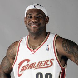 This Sept. 29, 2008 file photo shows then-Cleveland Cavaliers' LeBron James at the team's media day in Independence, Ohio. 