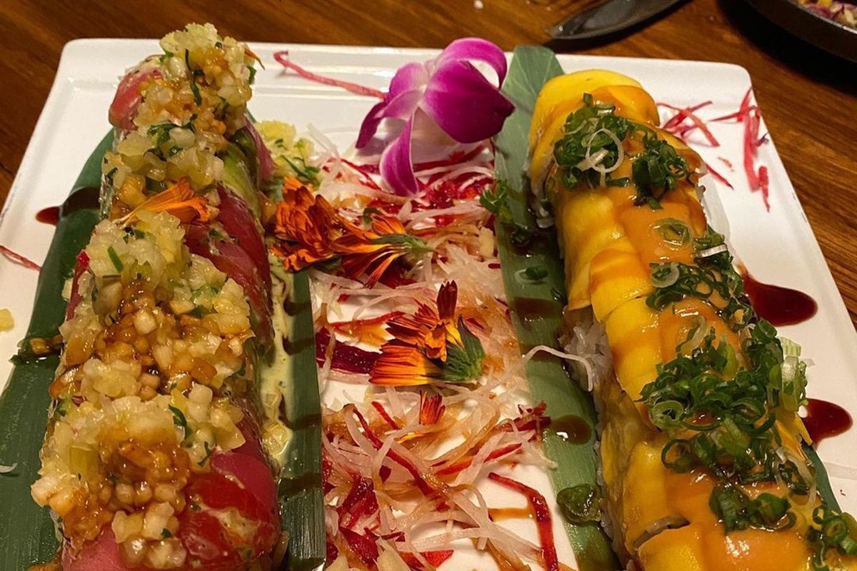 The “Hawaiian &amp; Diablo Roll” on the future fusion menu at Henderson’s Chinitas Tapas &amp; Sushi.