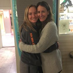 Amy Donaldson with her younger sister, Mikie Pylilo, who ran the Boston Marathon last week, fulfilling a life-long dream.