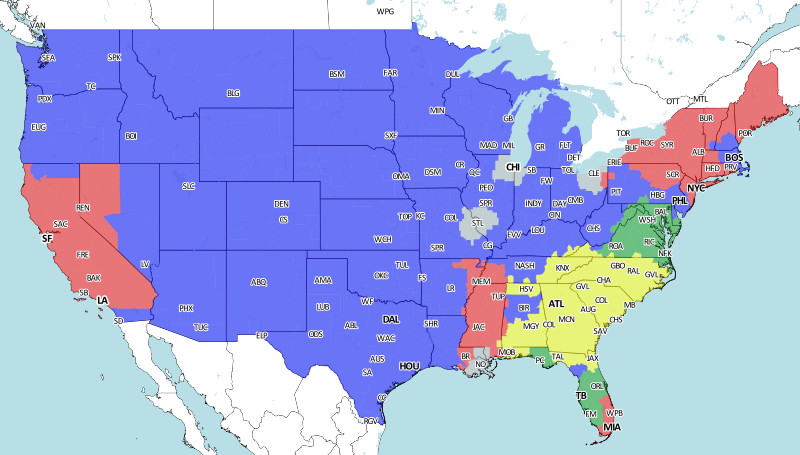 NFL Week 11 FOX Coverage Map