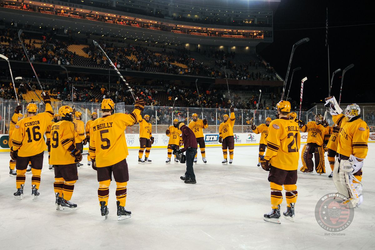 Minnesota swept Big Ten rival Ohio State, including Friday's 1-0 win outdoors at the Hockey City Classic.