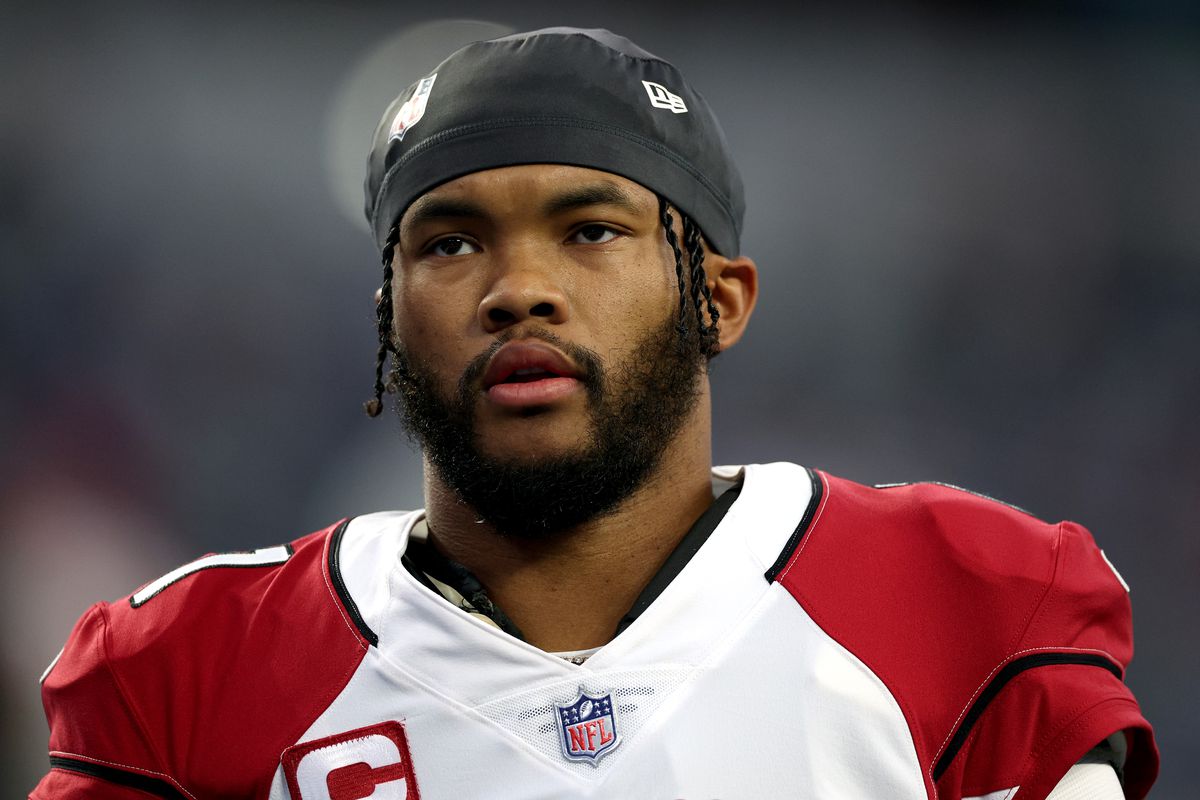 Kyler Murray #1 of the Arizona Cardinals looks on before the game against the Los Angeles Rams in the NFC Wild Card Playoff game at SoFi Stadium on January 17, 2022 in Inglewood, California.