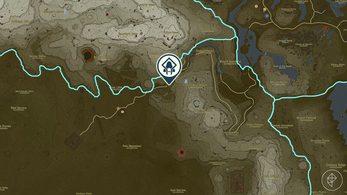 A map shows the location of Turakamik Shrine in The Legend of Zelda: Tears of the Kingdom.