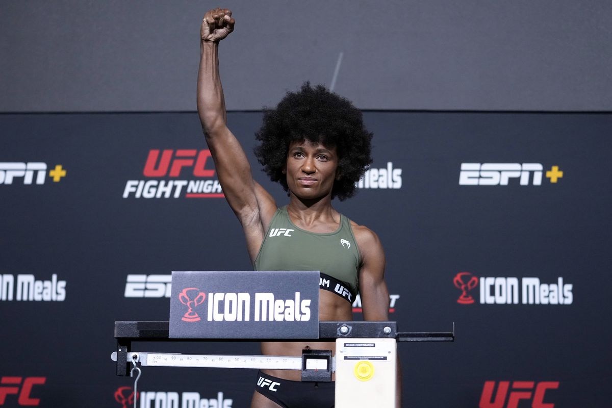 Angela Hill during weigh-ins for UFC Vegas 45. 