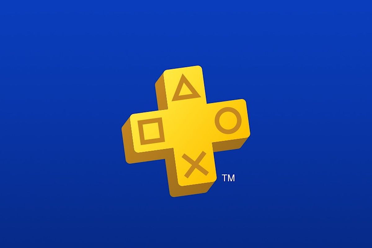 logo of the PlayStation Plus service on a gradient blue background