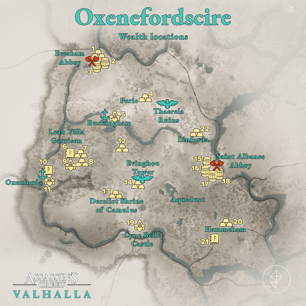 Oxenefordscire Wealth locations map 