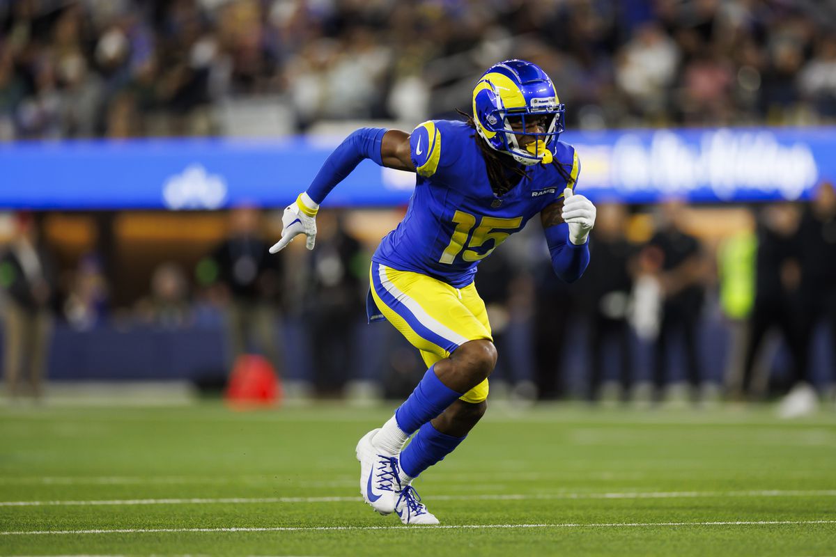 Demarcus Robinson of the Los Angeles Rams runs during an NFL game against the New Orleans Saints at SoFi Stadium on December 21, 2023 in Inglewood, California.