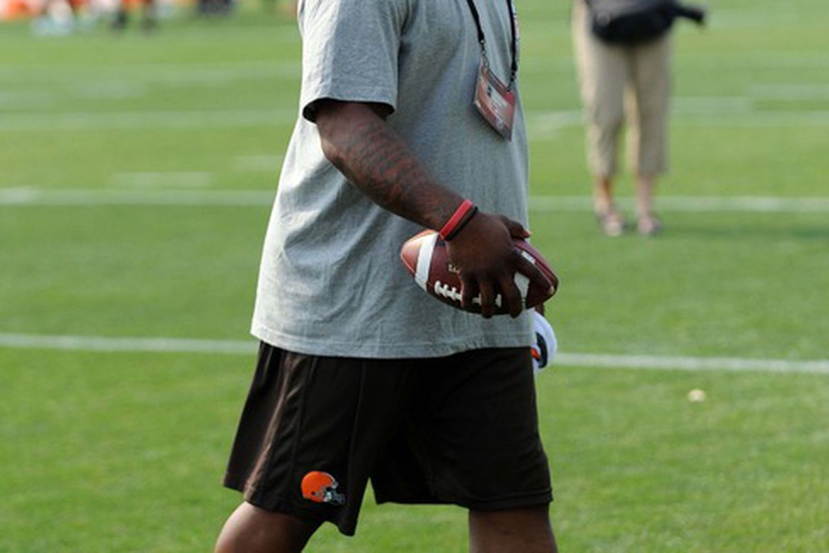 June 29, 2012; Berea, OH USA: Cleveland Browns running back Trent Richardson during the AFC rookie symposium at the Cleveland Browns Training Facility.  Mandatory Credit: Eric P. Mull-USPRESSWIRE