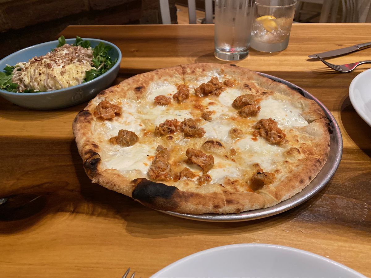 meatball pizza at city house in nashville
