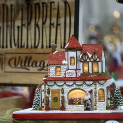 St. Nick’s Christmas Store is on display in the Gingerbread Village area of the 51st annual Festival of Trees at the Mountain America Expo Center in Sandy on Tuesday, Nov. 30, 2021. The event, which benefits patients at Intermountain Primary Children’s Hospital, will be held virtually Tuesday, Nov. 30, through Saturday, Dec. 4, due to the COVID-19 pandemic. People can bid on trees, wreaths, quilts and more at FestivalofTreesUtah.org.