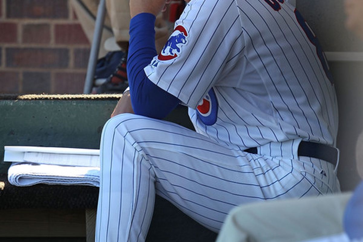 New Cubs manager Mike Quade watches as his team takes on the St. Louis Cardinals at Wrigley Field on September 24 2010 in Chicago Illinois. (Photo by Jonathan Daniel/Getty Images)