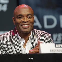 Anderson Silva smiles during UFC 234 press conference.