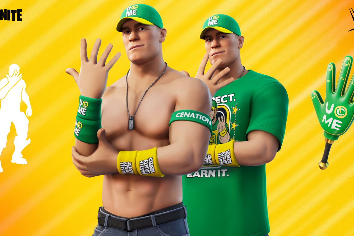 the john cena outfit in fortnite, complete with accessories