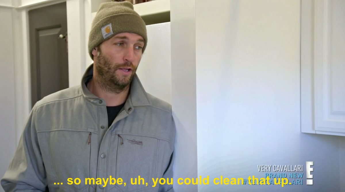 Jay Cutler saying, “... so maybe, uh, you could clean that up.”