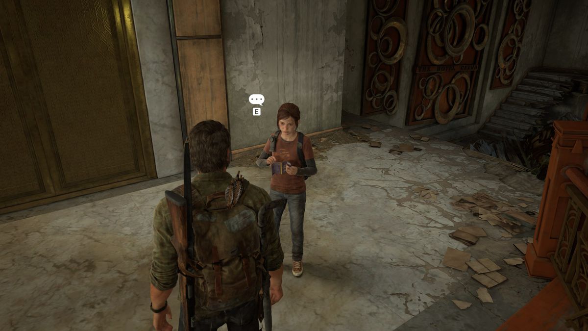 Ellie’s Jokes 4 location in the Hotel Lobby section of the Pittsburgh chapter in The Last of Us Part 1