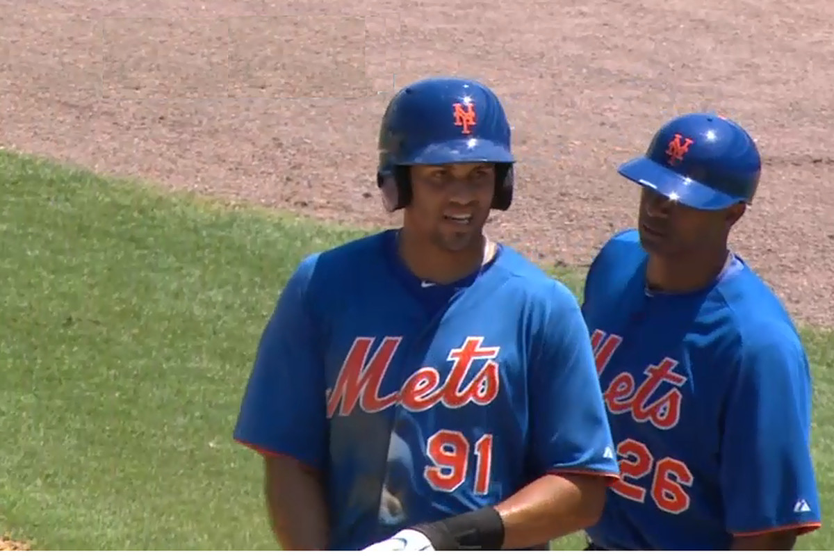 Cory Vaughn, wearing a number that suggests he would not be making the Mets out of Spring Training