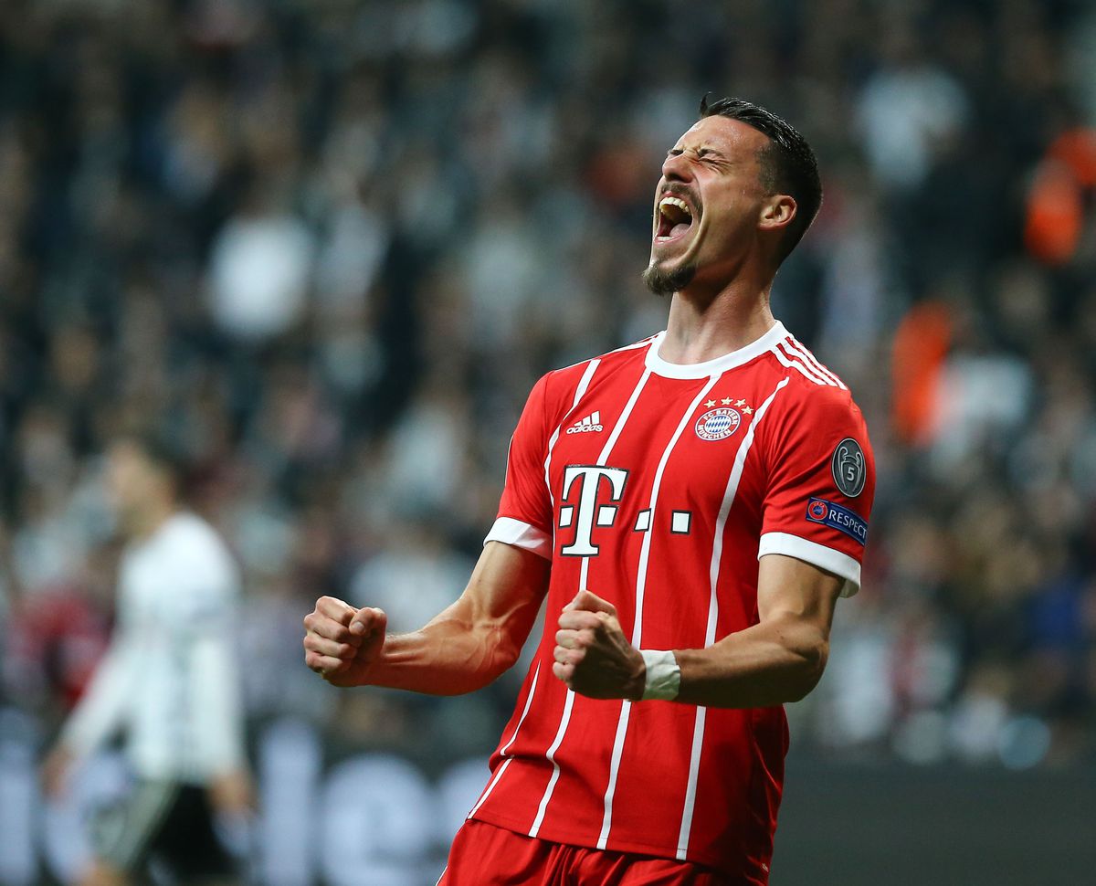 Sandro Wagner of FC Bayern Munich celebrates his goal during the UEFA Champions League Round 16 return match between Besiktas and FC Bayern Munich at Vodafone Park in Istanbul, Turkey on March 14, 2018.