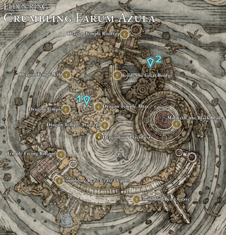 Карта, що показує Elden Ring, що руйнується Фарум Азула Золоте насіння